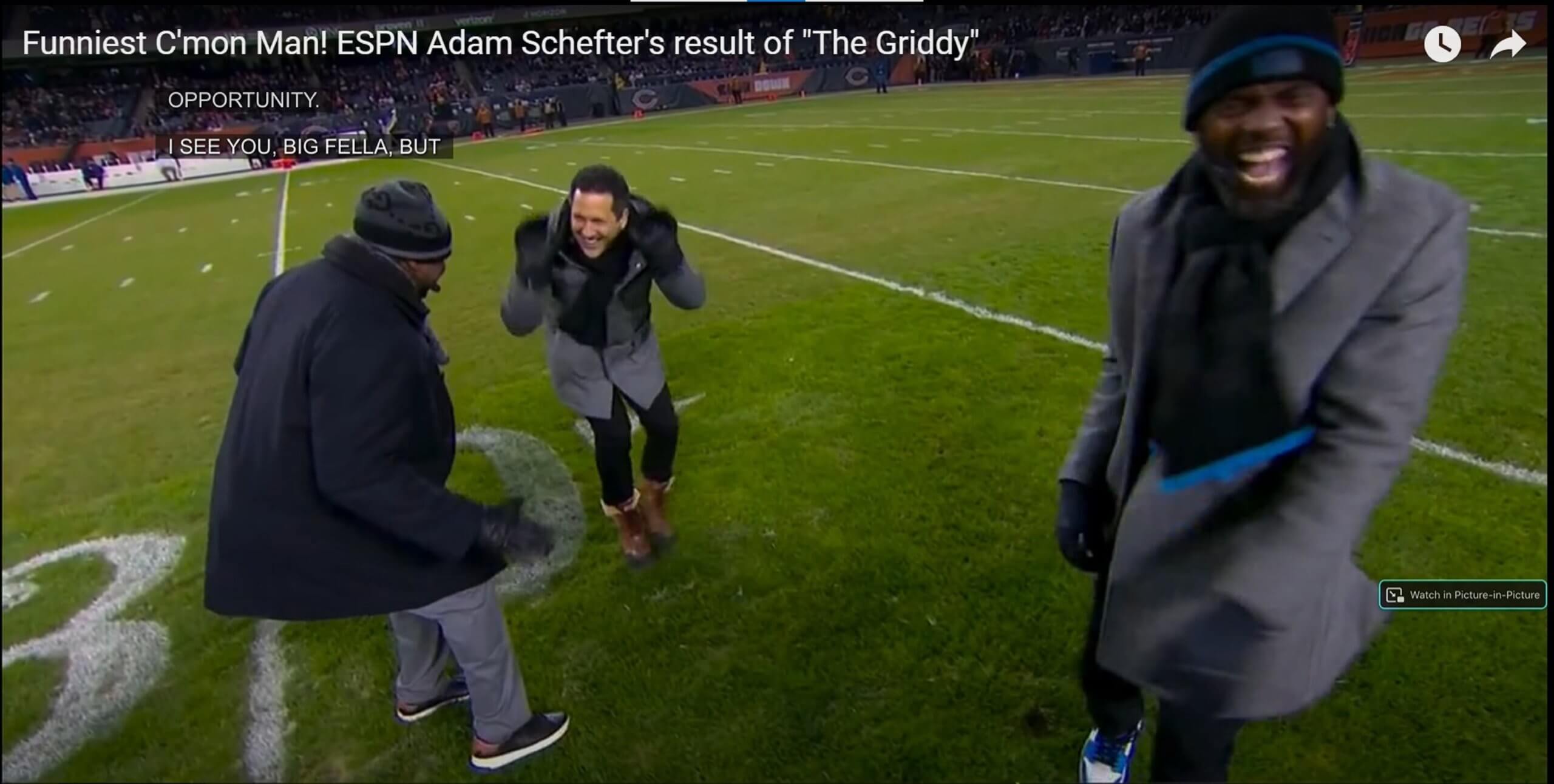 ESPN’s Adam Schefter dances “The Griddy” on Monday Night Football alongside Justin Jefferson 